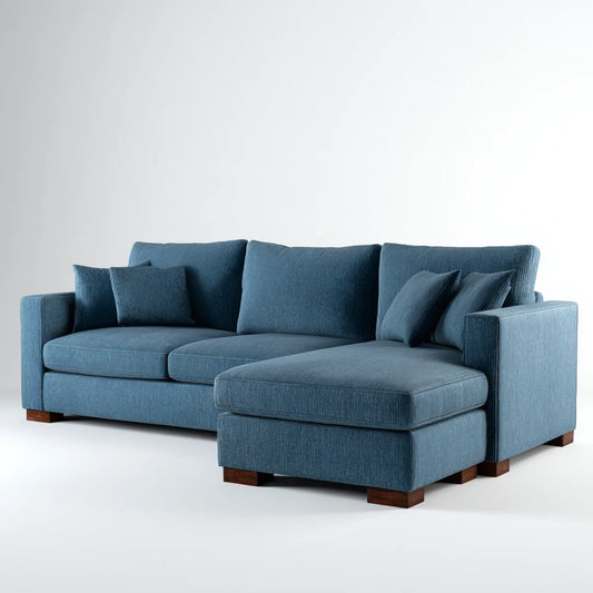 Ecksofa mit Recamiere rechts Blau 280 x 170 x 85 cm Polyester-Cord 3-Sitzer L-Form