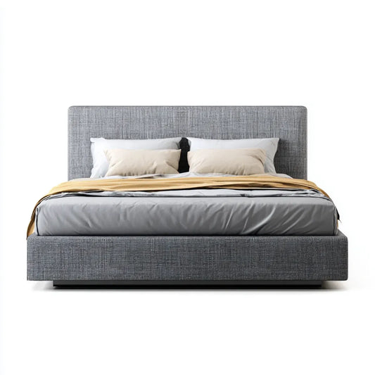 Polsterbett Doppelbett Grau 180 x 200 cm mit Polyesterbezug und rechteckigem Kopfteil
