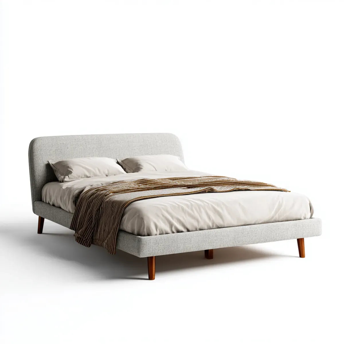 Polsterbett Doppelbett Hellgrau 160 x 200 cm Polyester Massivholz Rechteckig