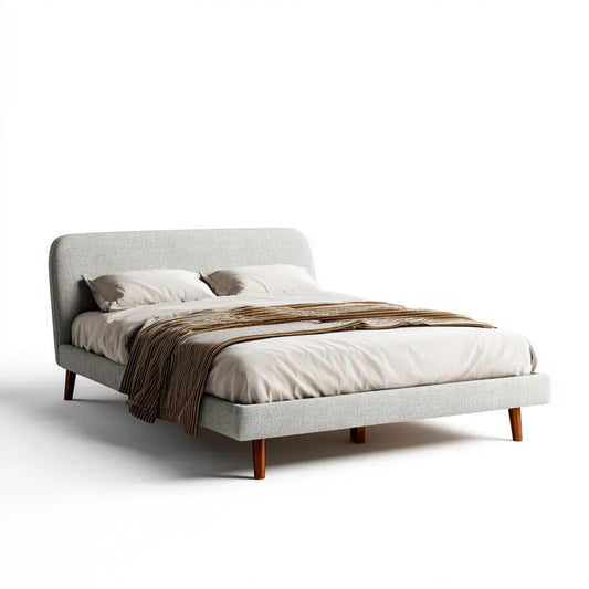 Polsterbett Doppelbett Hellgrau 160 x 200 cm Polyester Massivholz Rechteckig