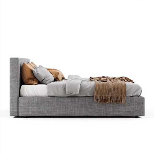 Stauraumbett Polsterbett Grau 180 x 200 cm Polyester Rechteckig
