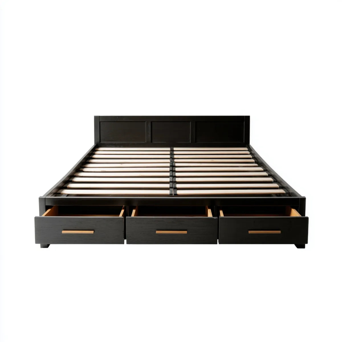 Stauraumbett Doppelbett Schwarz 180 x 200 cm MDF Rechteckig mit 3 Schubladen und Lattenrost