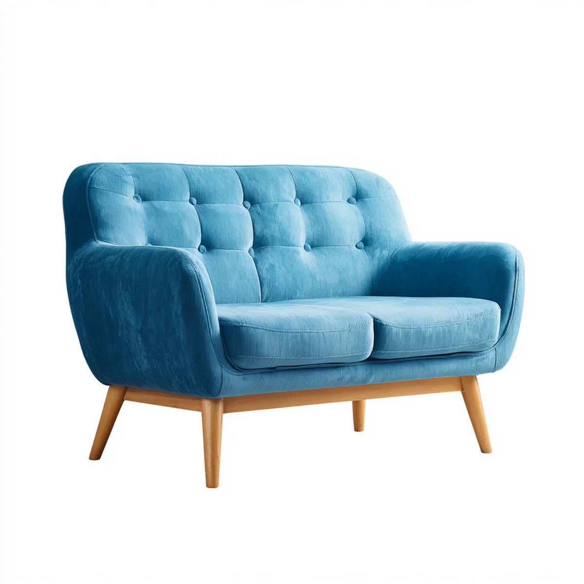 2-Sitzer Sofa Blau 130 x 78 x 83 cm Polyester-Samt Rechteckig