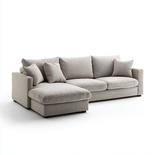 Ecksofa mit Recamiere links Hellgrau 280 x 165 x 85 cm Polyesterbezug L-Form