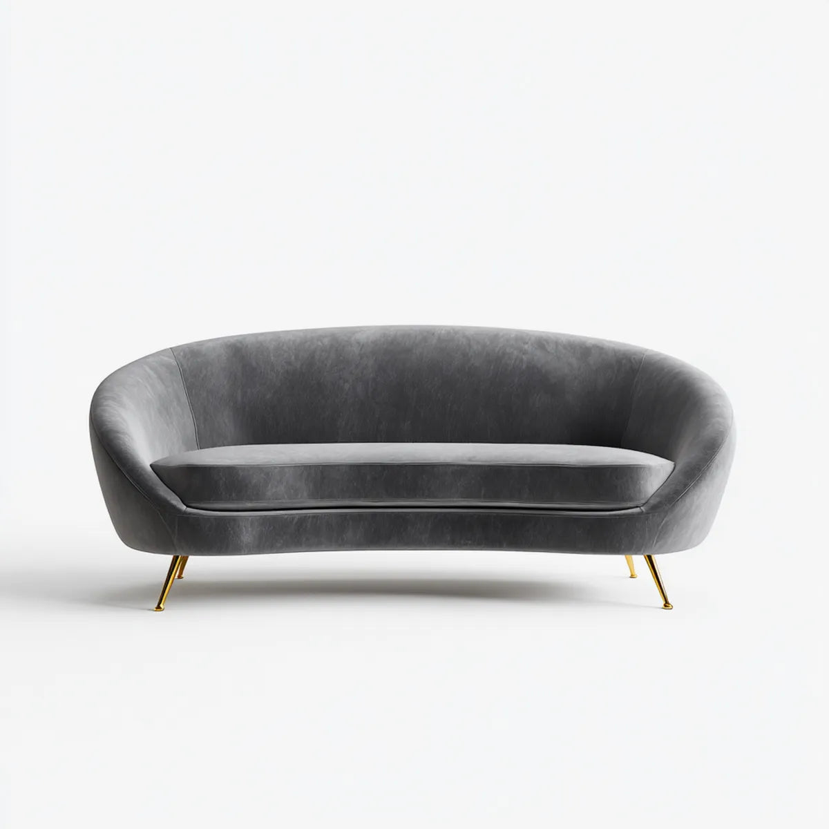 3-Sitzer Sofa Dunkelgrau 220 x 90 x 80 cm PU-Kunstleder Geschwungene Form