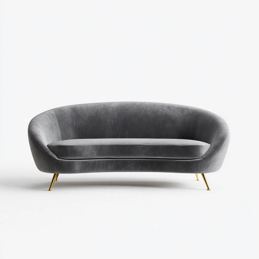3-Sitzer Sofa Dunkelgrau 220 x 90 x 80 cm PU-Kunstleder Geschwungene Form