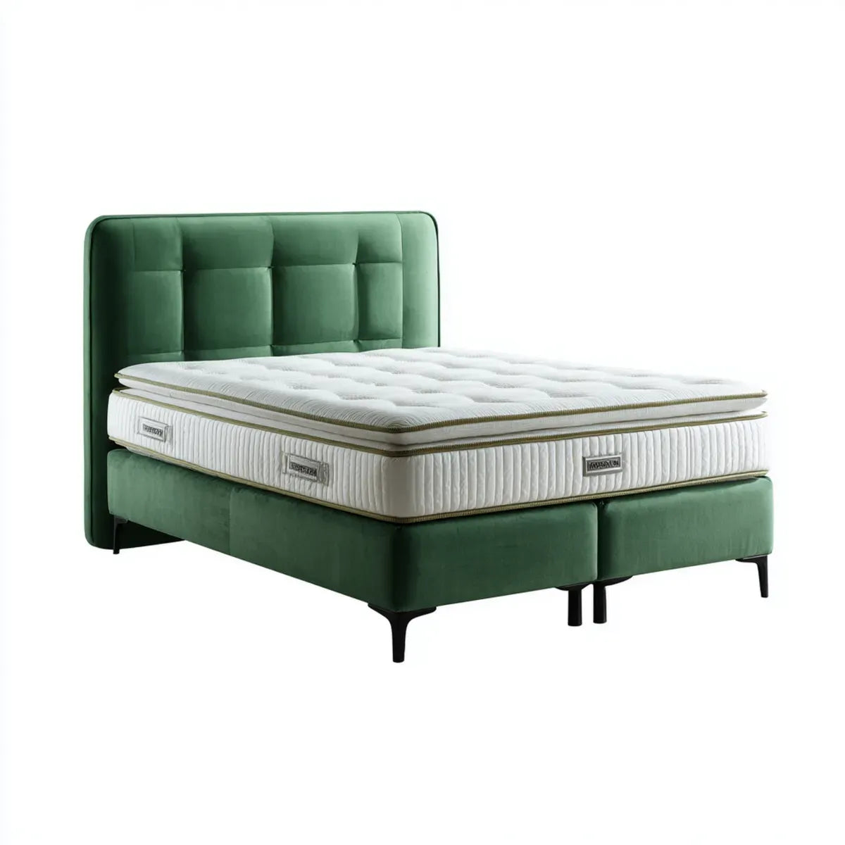 Boxspringbett mit Taschenfederkernmatratze Grün 180 x 200 cm Polyestersamt Rechteckig