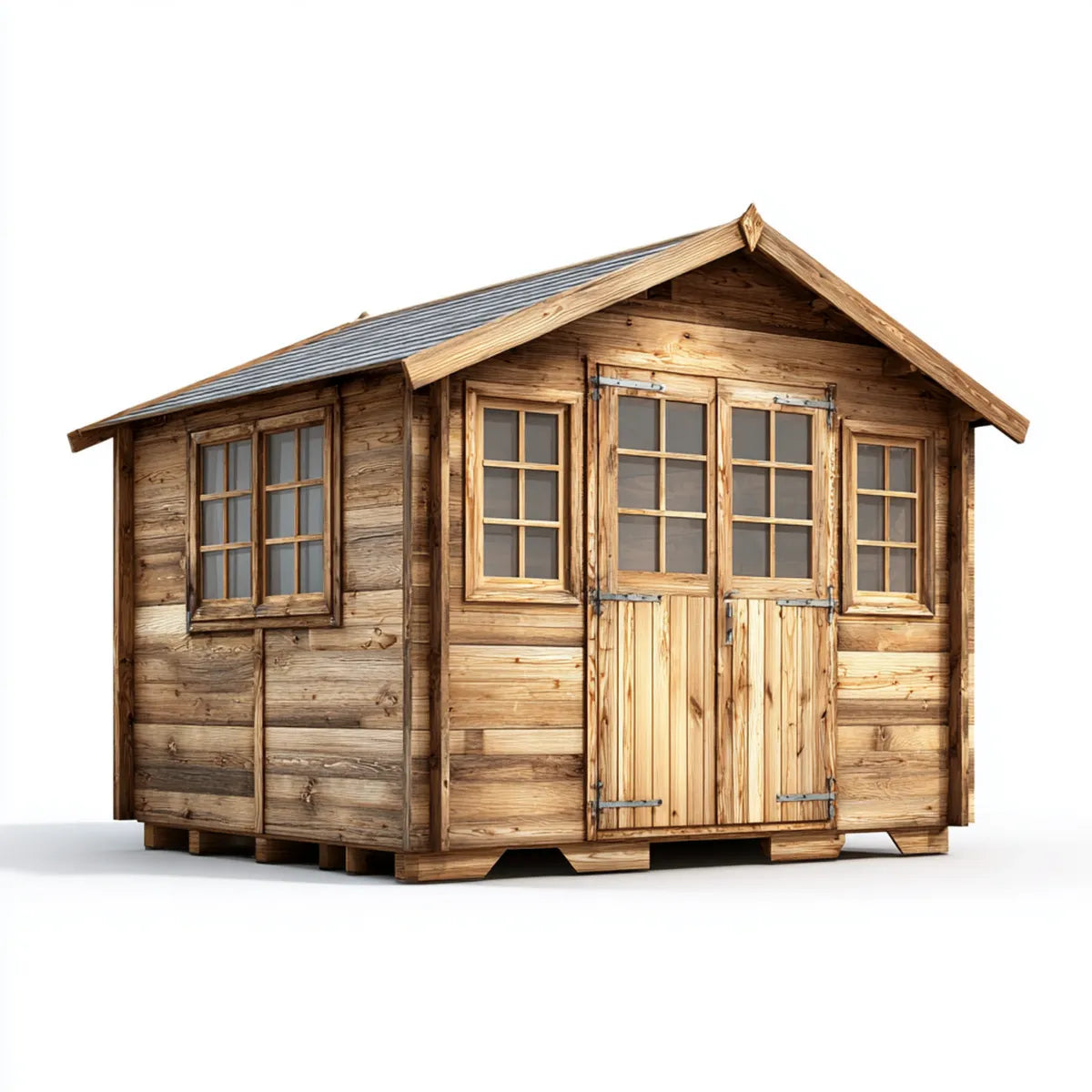 Gerätehaus Gartenhaus Naturbraun 300 x 240 x 250 cm aus Fichten-Massivholz rechteckig